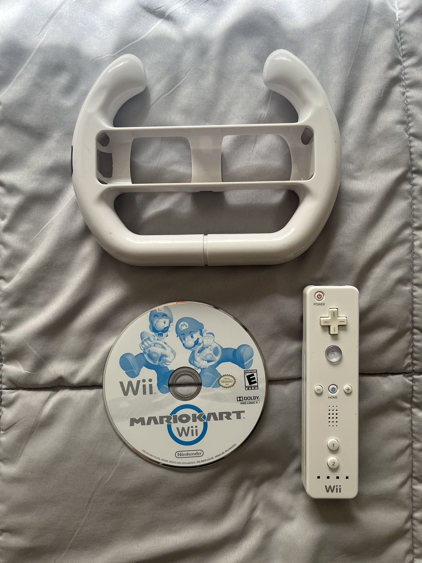 Mario Kart Wii (Nintendo Wii, 2008) With Wheel And Controller