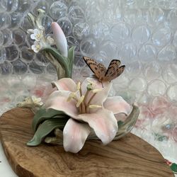 Vintage Porcelain Lilly And Butterfly 