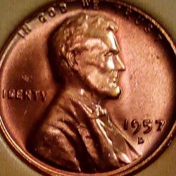 1957 D Wheat Cent 2 Errors 