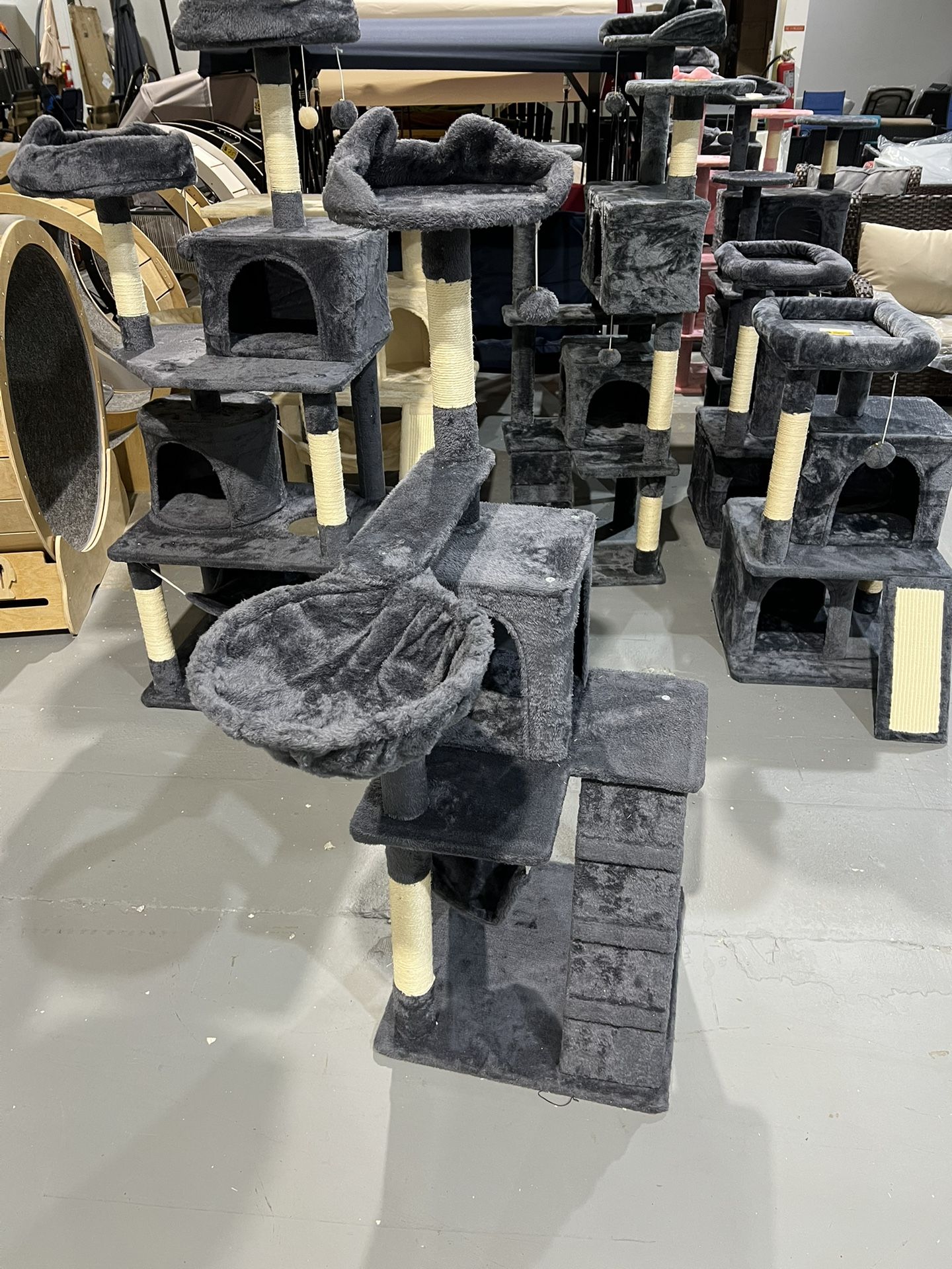 M-New 54in Cat Tree Cat Tower as Activity Center, Indoor Cats and Kittens Playing House with Funny Hammock Basket Scratching Post