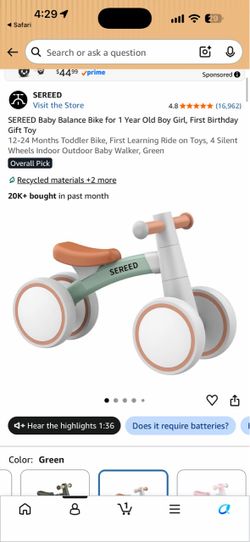 Sereed baby balance toddler bike