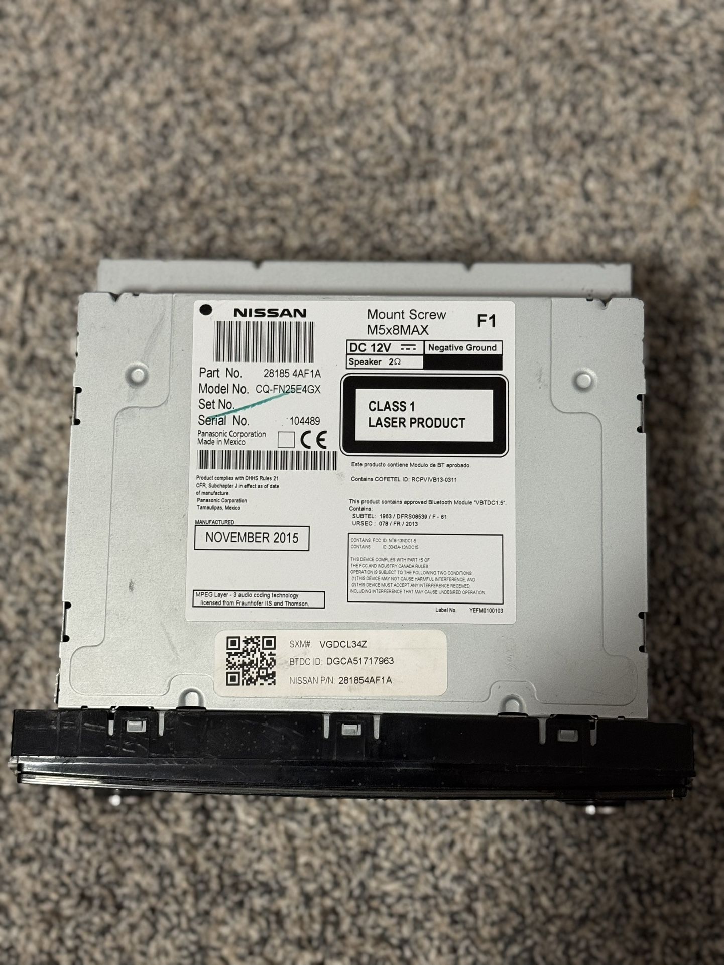 2016 Nissan Sentra Head unit