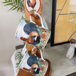 Rooster Mugs With Stand