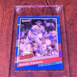 1991 Donruss Randy Johnson Highlights, No Hits Tigers Baseball Card