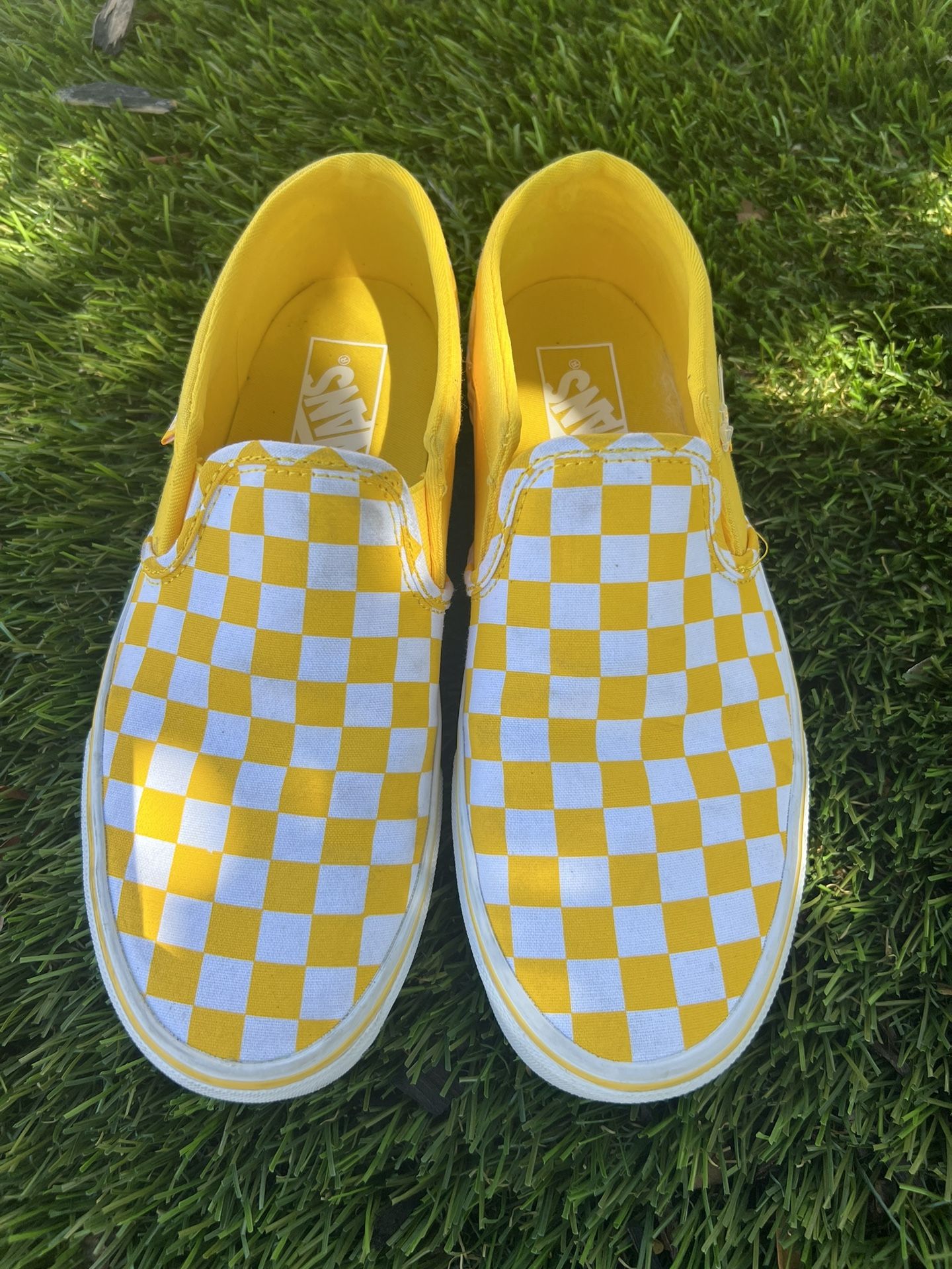 Yellow Checkered Vans Size 8