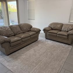 Brown Leather Couches | Sofa & Loveseat Set