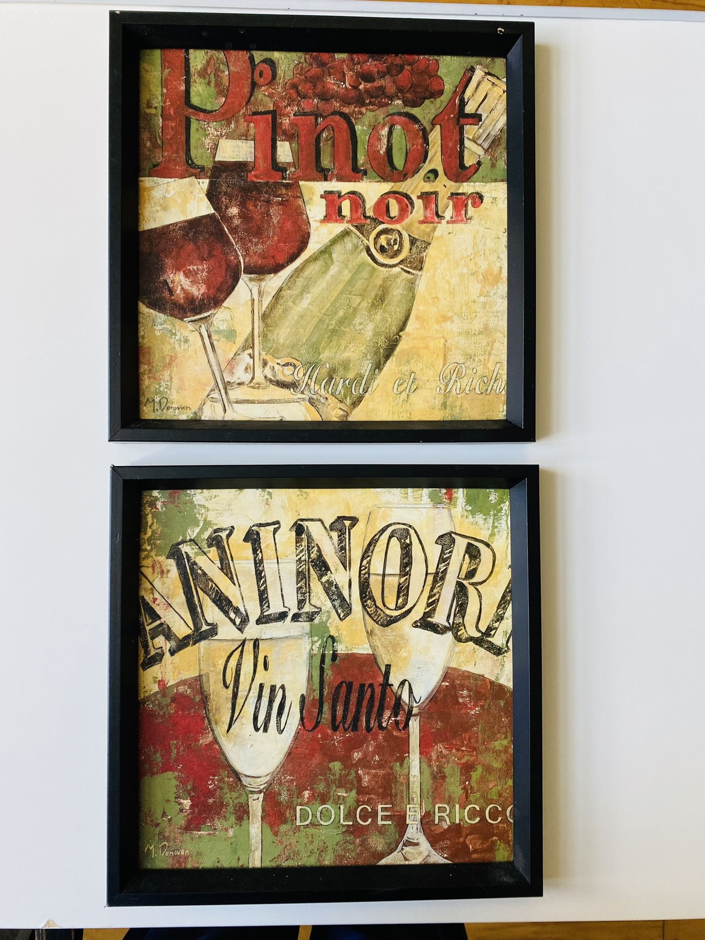 Antique. 2 Lovely Pieces of Art. Wine theme. Like new condition. Outer dimensions 13” x 13”. Take both for $35.