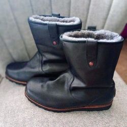 Ugg Australia Stoneman Waterproof Boots Shearling Line Leather Black Mens Sz 11