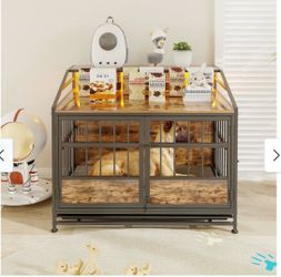 Wooden Dog Crate Furniture with Storage & Double Doors
