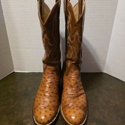 TONY LAMA WOMENS Full Quill Ostritch Cowboy Boots SZ 8D