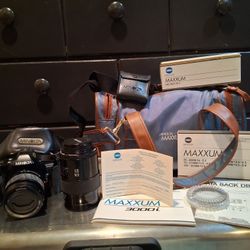 Minolta 35mm 3000i Camera With Case And Lens, Flash