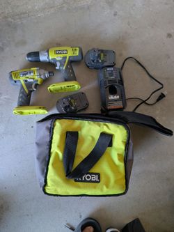 Ryobi Drill and Impact Drill set, 2 batteries