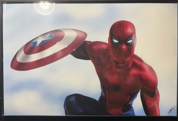 Marvel Spider-Man Captain America 17x11 Poster - Used, Great Condition, Wall Art Decor