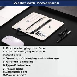 Long Wallet With PowerBANK and Wireless Charging For Smartphones 