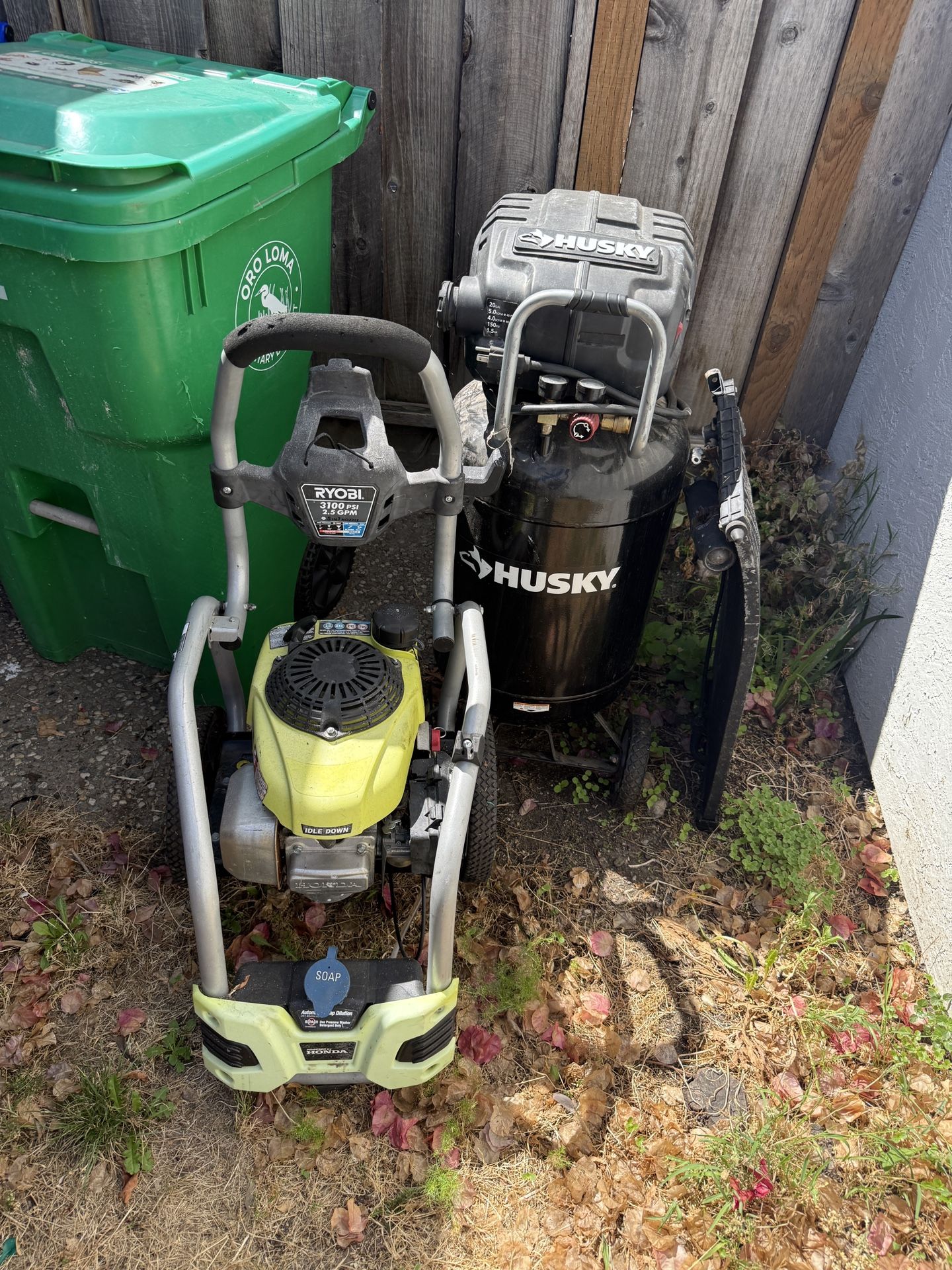 Ryobi 3100 Psi Power Washer And Husky 20 Lb Compressor