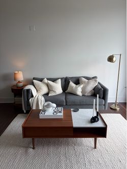 Mid-Century Gray Sofa – Good Condition