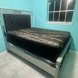 Queen Bed Frame With Mattress Set Pillow Top 