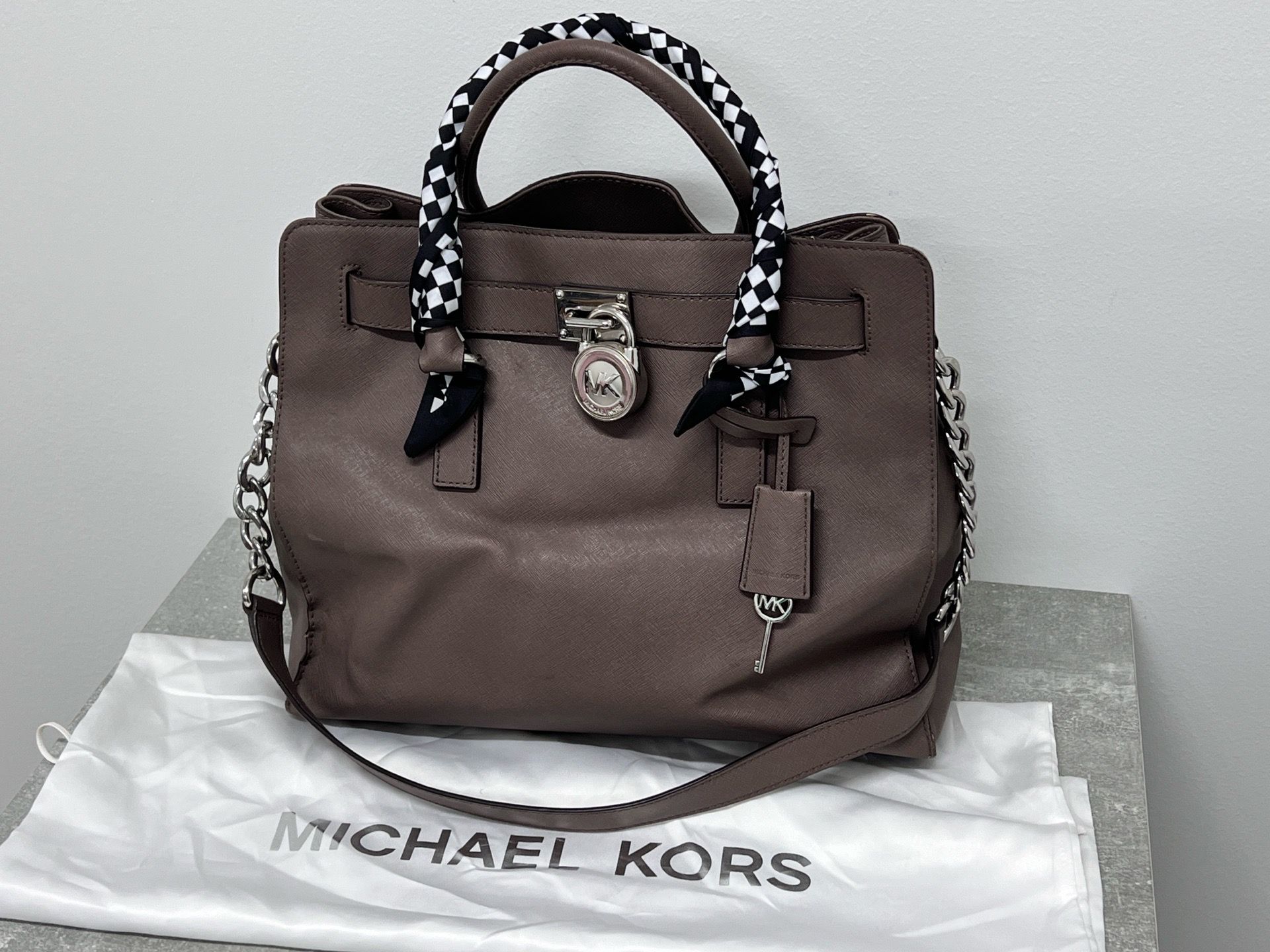 Authentic Vintage Michael Kors Hamilton Leather Satchel – Dark Taupe (Includes Dust Bag)