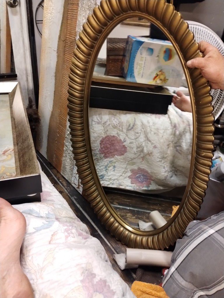 Authentic Antique Eagle Winged Oval Mirror