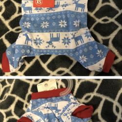 Pet Central Blue Reindeer Pet Dog Pajamas Size XSmall NWT