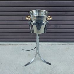 Vintage Mid Century Chrome Stand with Champagne Bucket.
