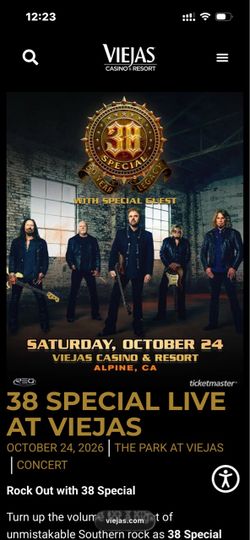 2 Tix 38 Special at Viejas