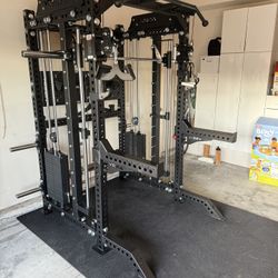 PRO SERIES Ultimate 3-1 Half Rack Functional Trainer w/Smith Machine Bar | 400lb Stack | Gym Equipment | Fitness | Commercial | Squat Rack 