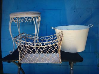 CHAIR $13, BASKET $15. TUB $10