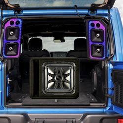 NEW BASS AND VOICE PACKAGE KICKER AUDIO WITH CUSTOM SPEAKER BOXES
