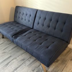 Blue Futon Loveseat Sofa Bed – Converts to Sleeper – $50 (Moving Sale)
