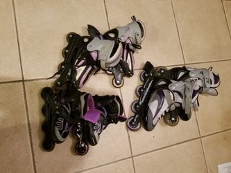 3 prs Rollerblades 1 adult sz 10, 2 kids sz 1-4 & 4-7