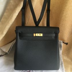 Hermes Black Belt Lock Leather Mini Backpacks