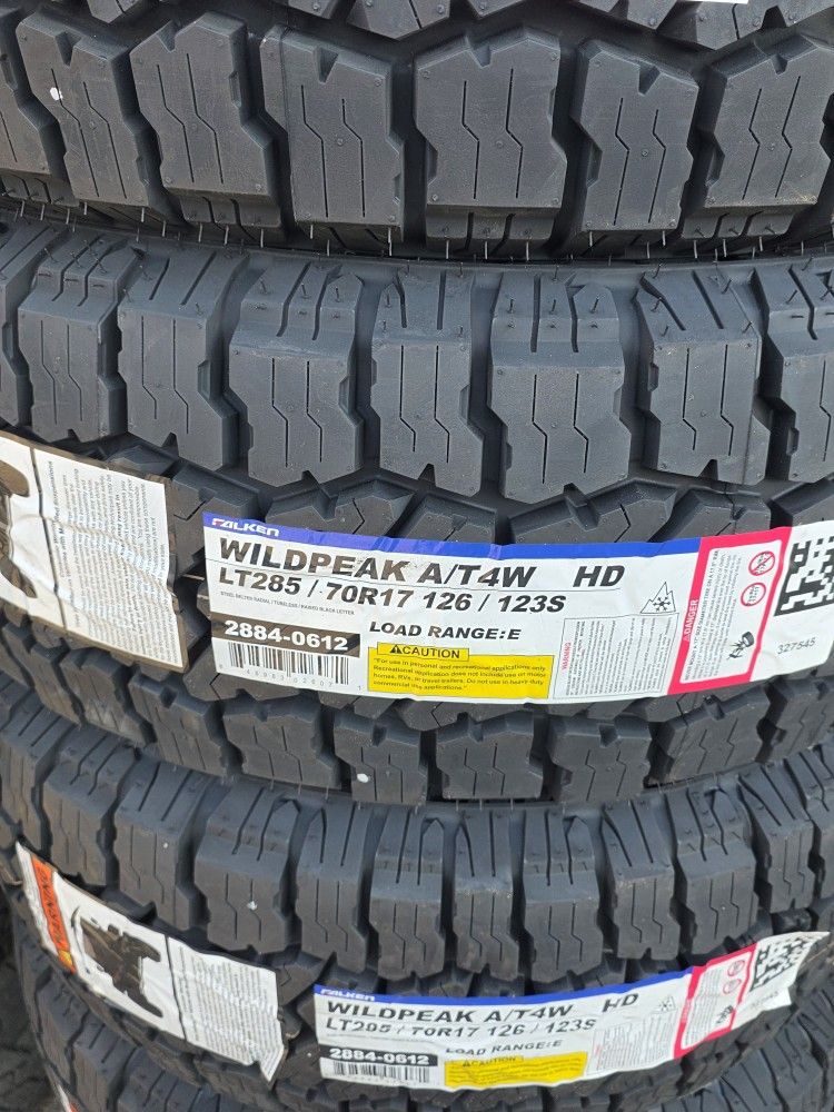 6 New LT 285-70-17 Falken Wildpeak AT4 A/T Tires LT285 R17 Load E 10ply 80psi $1,750 FREE Delivery Inland Empire or PickUp Moreno Valley and Menifee