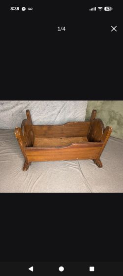 Vintage Wood Doll Rocking Cradle