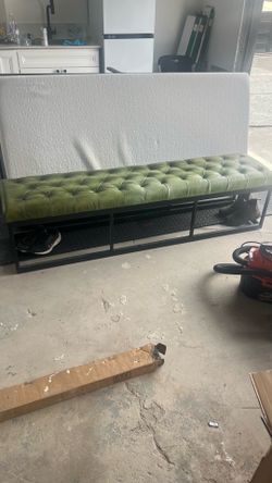 For sale baby crib & leather bench