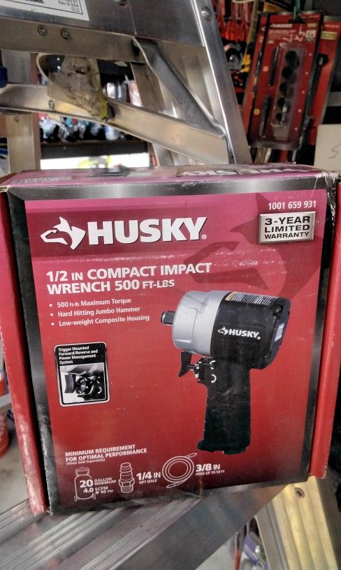 Husky 1/2in, Compact Impact Wrench 500ft.lbs