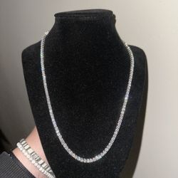 Sterling silver tennis moissanite necklace