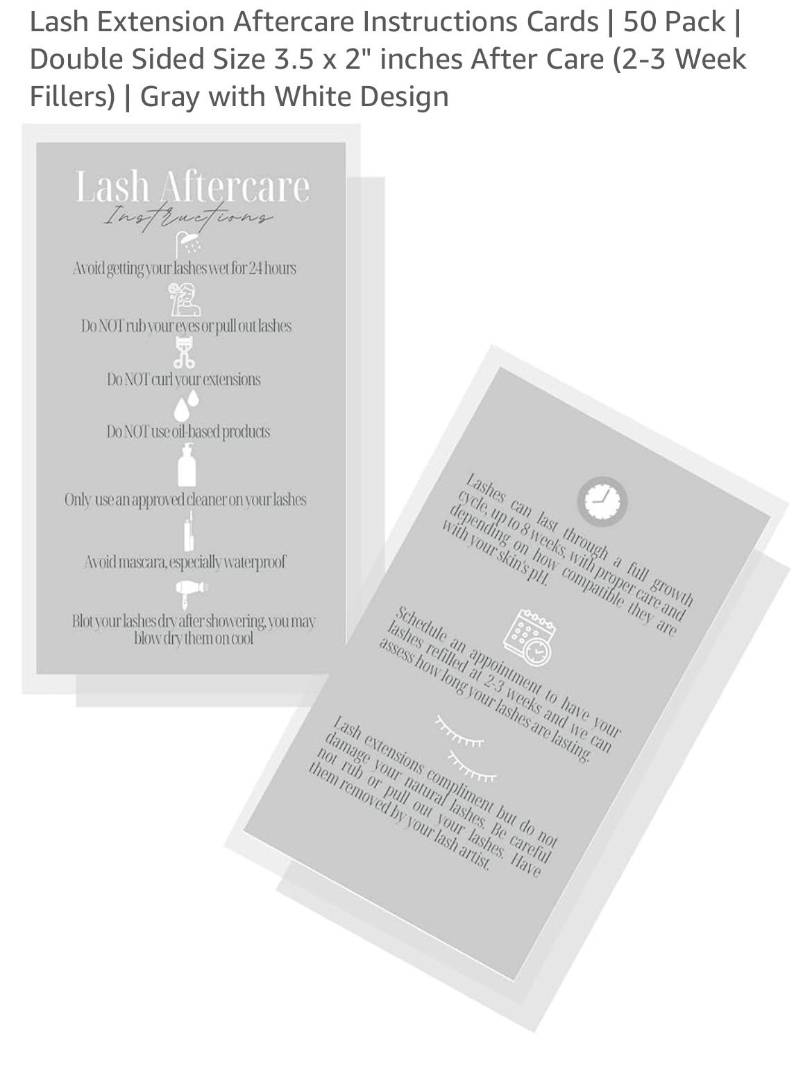Lash Aftercare Cards