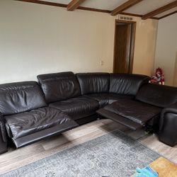 Natuzzi Brown Leather Reclining Sofa
