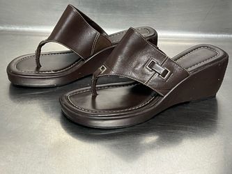 Westies Brown Slip On Wedge Sandal - Size 6 - GUC