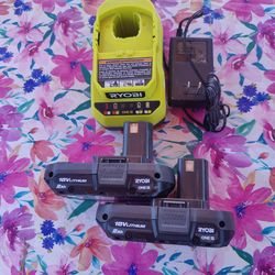 Ryobi 18v 2ah batteries with charger