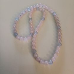 Vintage Light Pink Jade Bead Necklace 