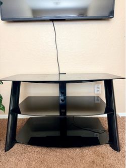Black glass TV stand