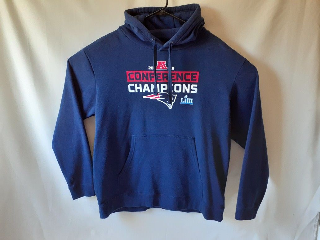 New England Patriots 2018 conference champions Men's Navy Pullover Hoodie Size 2XL