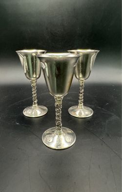 Vintage F.B. Rogers Twisted Floral Silver Plate Decorative Goblet - Set of 3