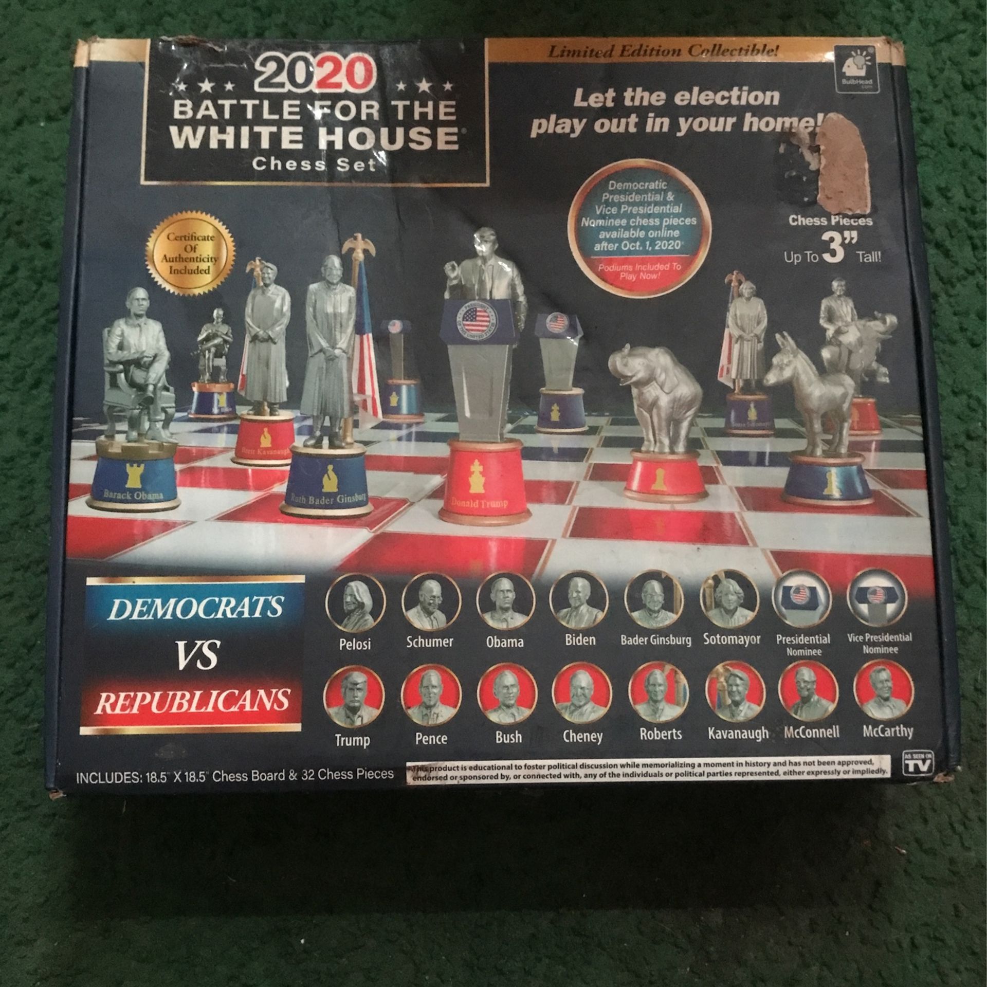 BulbHead 2020 Battle For The White House Chess Set Trump Biden Harris Limited Ed