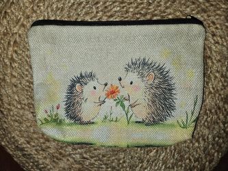 Hedgehog & flowers makeup cosmetics bag