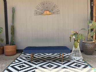 Vintage Mid Century Modern Upholstered Bench – Newly Reupholstered .