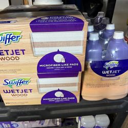 Swiffer WetJet Wood Bundle Mopping Refill Pads Unscented (20-Cnt) and 42.2 oz. Multi-Purpose Hardwood Floor Cleaner Solution Refill (2-Pack) 