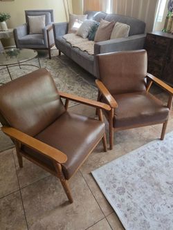 Leather arm chair set of 2
